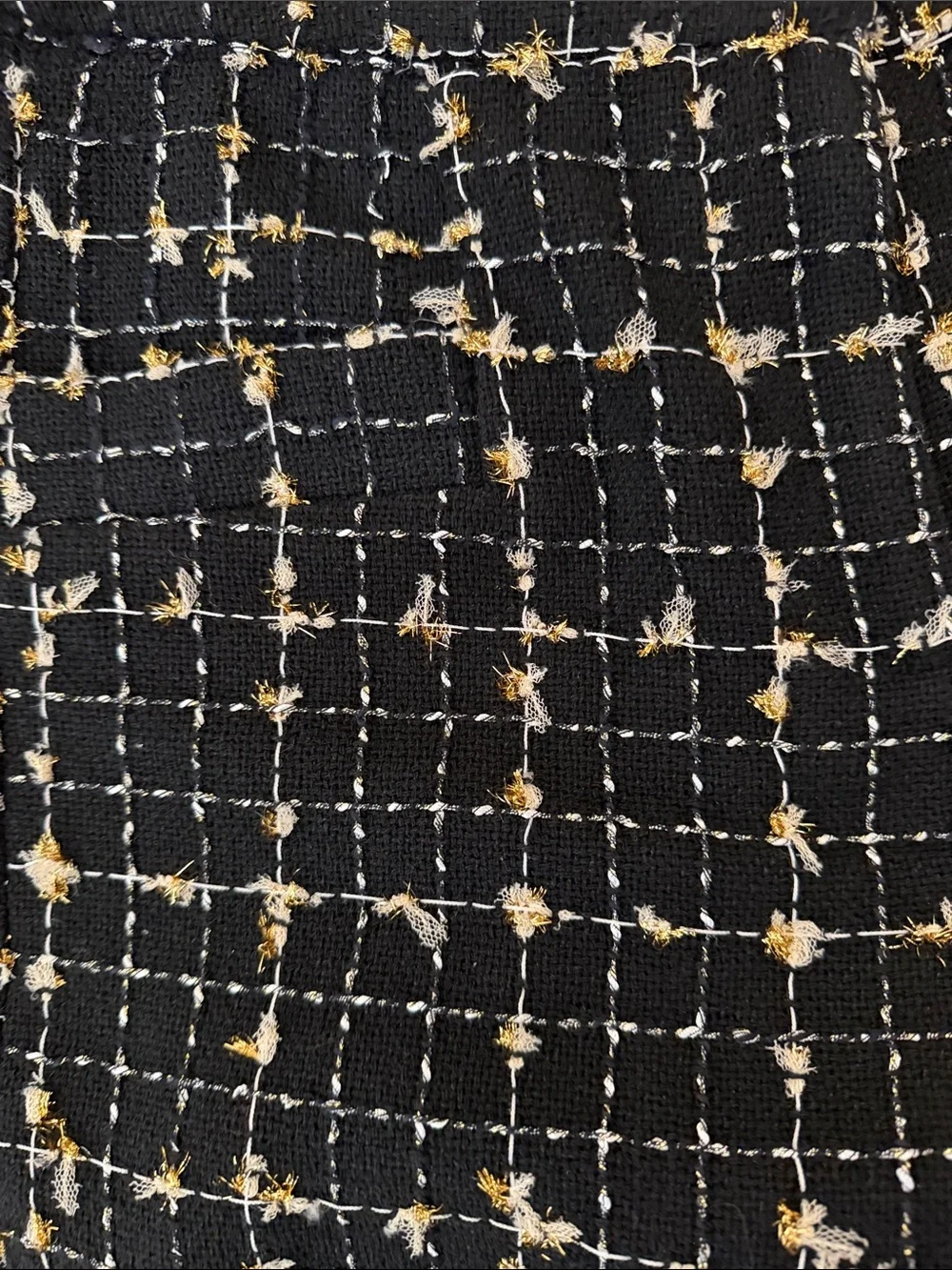 Woven Tweed black & gold Cropped Jacket and Shorts Set